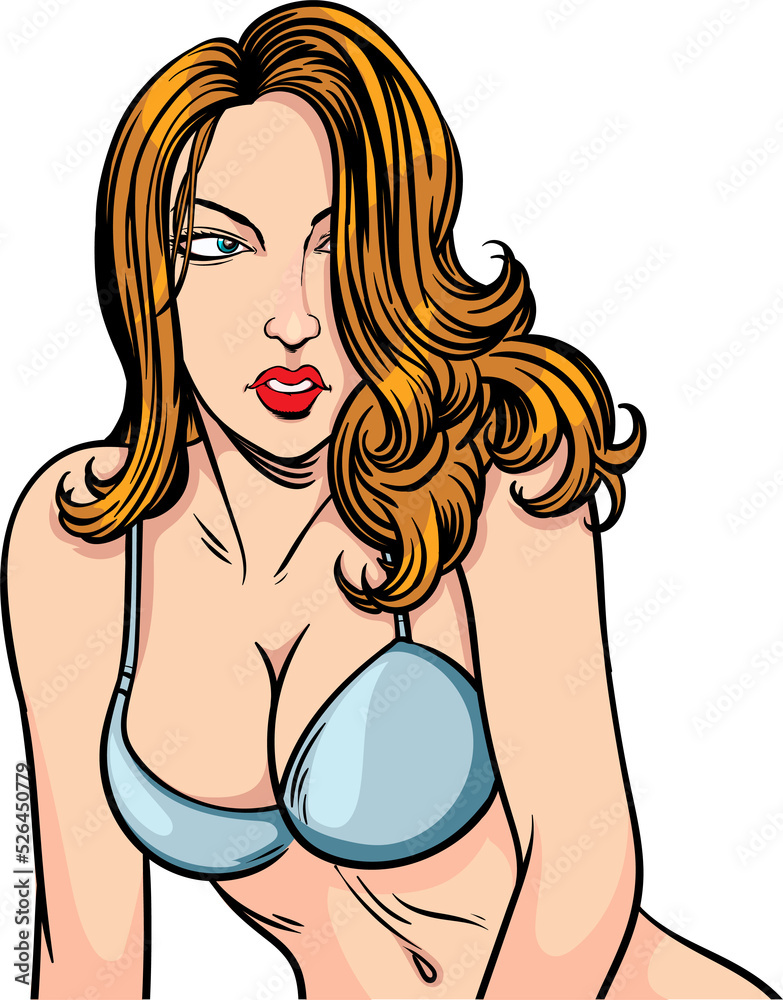 sexy dress woman. pop art retro illustration comic style, transparent background sexy dress woman. pop art retro illustration comic style, transparent background