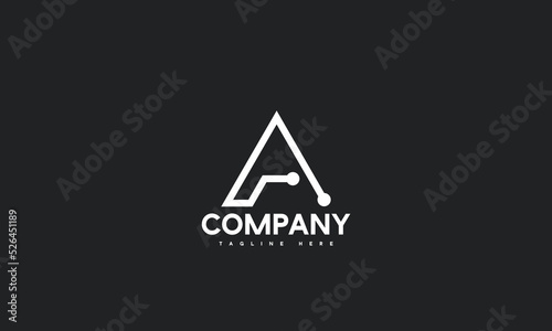 minimal digital letter A logo template