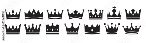Crown silhouette icon set design template vector illustration
