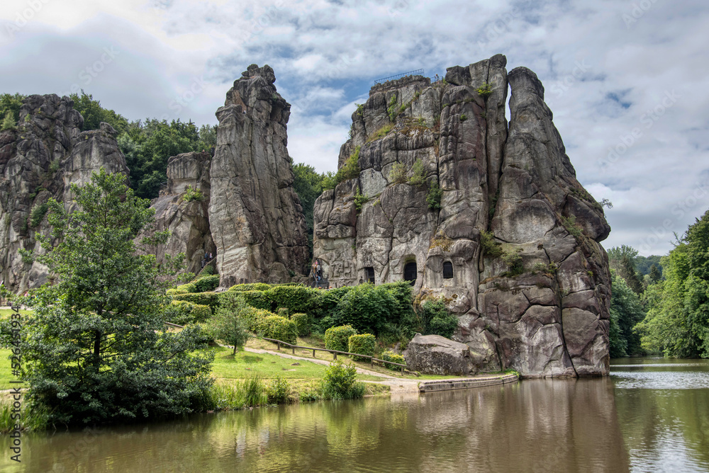 Natural and cultural monument Externsteine in the Teutoburg Forest in Germany Natural and cultural monument Externsteine in the Teutoburg Forest in Germany