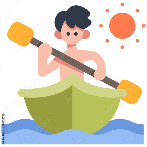 kayaking and sun icon