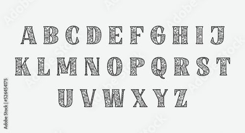 Floral ornate letters. Ornamental flowers monogram, vintage font ornaments alphabet. Wedding invitations, greeting card, birthday, logo, poster other ideas. Decoration elegant alphabet letter vector 