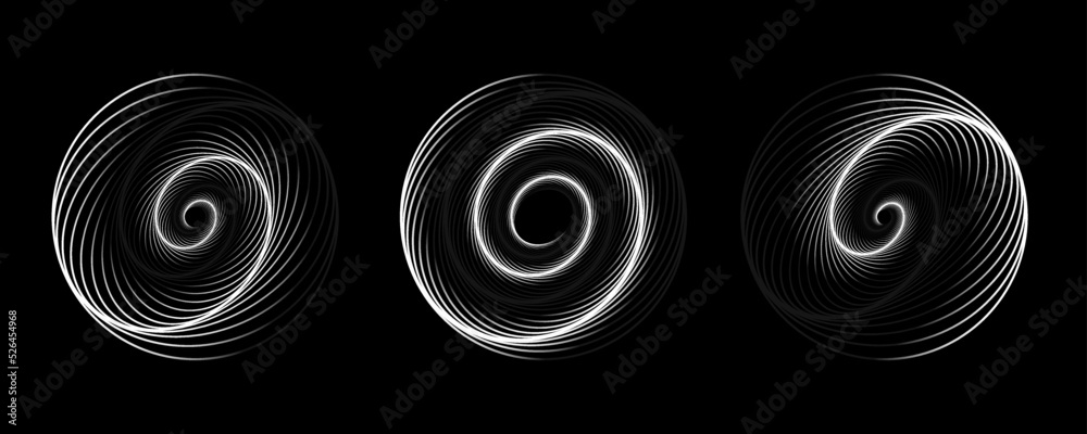 Twisted black and white spiral. Curved frame tunnel. Vector technology logo element. Twisted black and white spiral. Curved frame tunnel. Vector technology logo element.