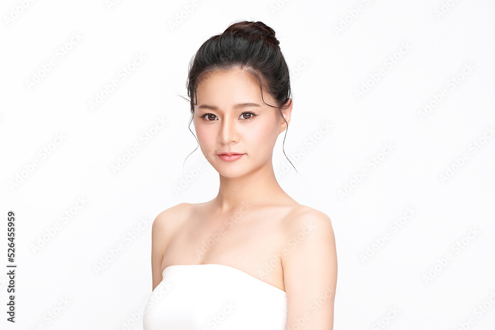 Beautiful young asian woman with clean fresh skin on white background, Face care, Facial treatment, Cosmetology, beauty and spa, Asian women portrait. Beautiful young asian woman with clean fresh skin on white background, Face care, Facial treatment, Cosmetology, beauty and spa, Asian women portrait.