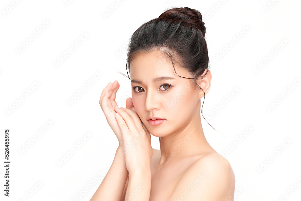 Beautiful young asian woman with clean fresh skin on white background, Face care, Facial treatment, Cosmetology, beauty and spa, Asian women portrait. Beautiful young asian woman with clean fresh skin on white background, Face care, Facial treatment, Cosmetology, beauty and spa, Asian women portrait.