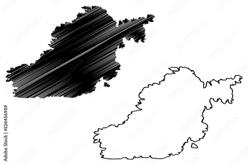 Skokholm island (United Kingdom of Great Britain and Northern Ireland, Wales) map vector illustration, scribble sketch Isle of Ynys Sgogwm map
