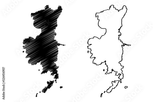 Ramsey island (United Kingdom of Great Britain and Northern Ireland, Wales) map vector illustration, scribble sketch Isle of Ynys Dewi map photo