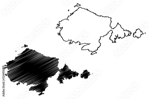 Skomer island (United Kingdom of Great Britain and Northern Ireland, Wales) map vector illustration, scribble sketch Isle of Ynys Sgomer map photo