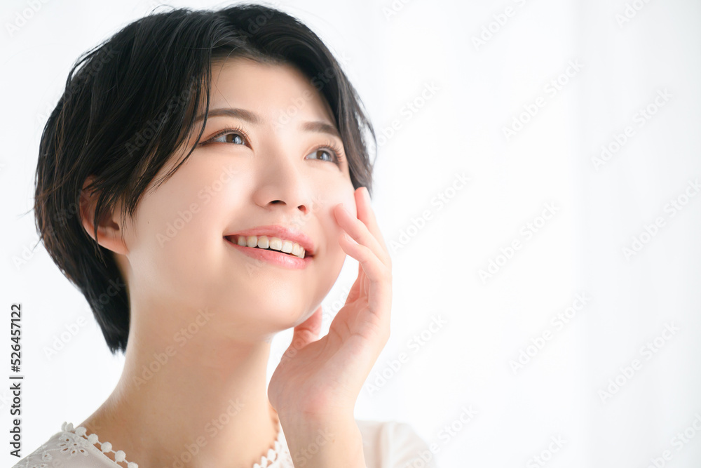 And the main visual! Woman concerned about her skin Up And the main visual! Woman concerned about her skin Up