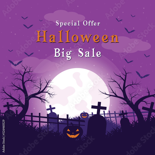 Happy halloween big sale poster design template
