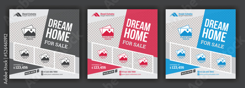 Elegant Home Sale Real Estate Social Media Post or Square Banner Design Template photo