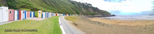typical colored bathing huts on the beach of Luarca, Asturias, Spain, © munimara