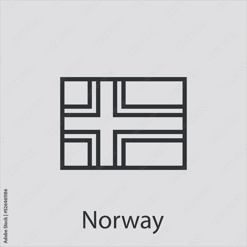 Norway  icon vector icon.Editable stroke.linear style sign for use web design and mobile apps,logo.Symbol illustration.Pixel vector graphics - Vector