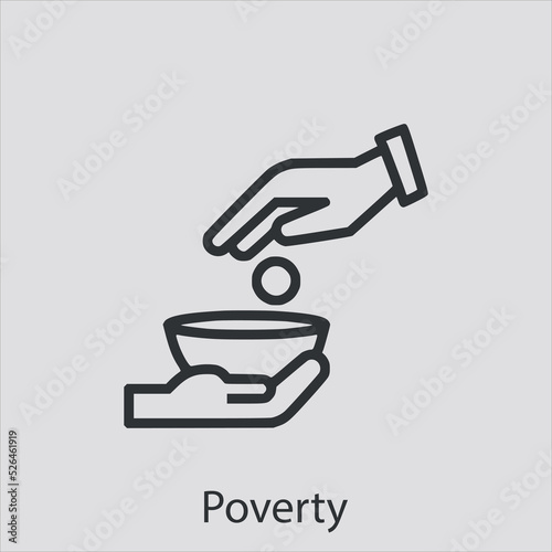 poverty icon vector icon.Editable stroke.linear style sign for use web design and mobile apps,logo.Symbol illustration.Pixel vector graphics - Vector