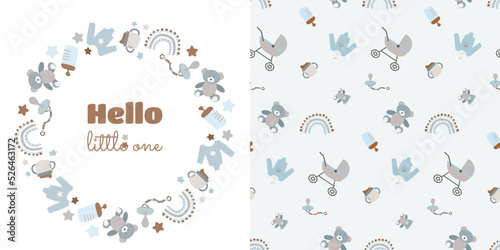 Stroller with milk bottle pattern