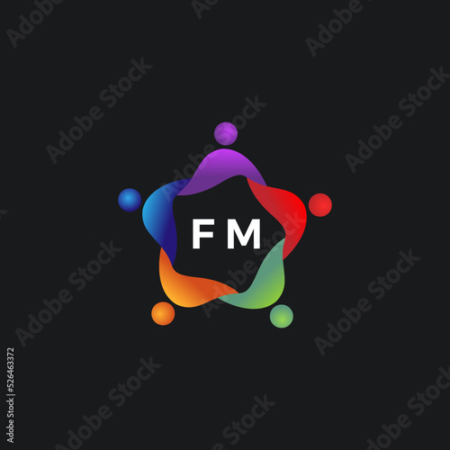 Initial letter FM Teamwork business people business id card icon vector template image