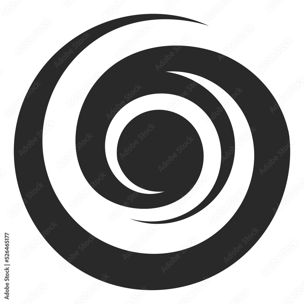 Black curl logo. Spiral loop sign. Round swirl Black curl logo. Spiral loop sign. Round swirl