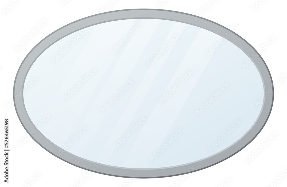 Oval mirror. Clean reflect glass in metal frame Oval mirror. Clean reflect glass in metal frame