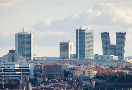 Photography Prague skyline. View of the skyscrapers