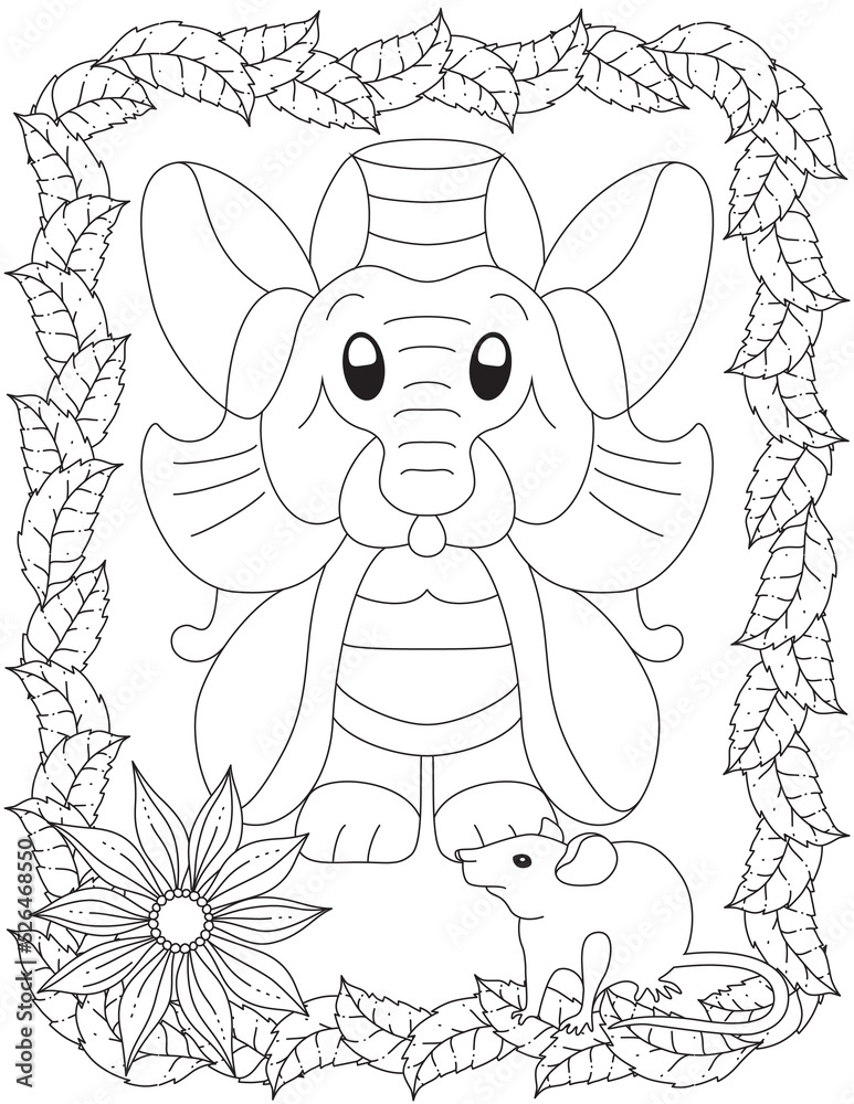 Funny Cartoon Elephant Coloring Page Funny Cartoon Elephant Coloring Page