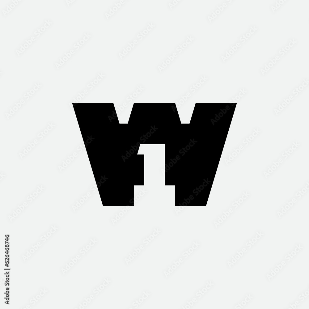 Fototapeta premium W1. Vector design element or icon. 1W logotype. Letter W and number 1.