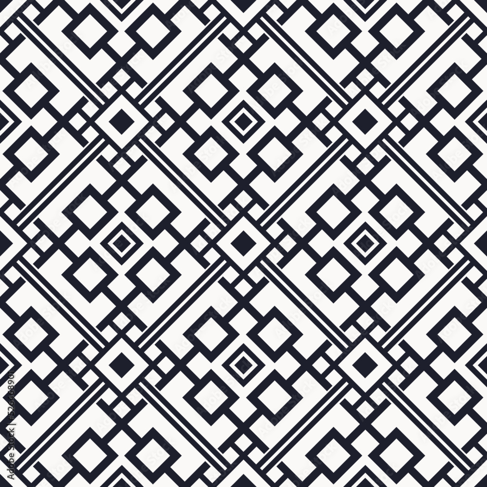 Vector abstract geometric ethnic line square shape seamless pattern background. Use for fabric, textile, interior decoration elements, upholstery, wrapping.