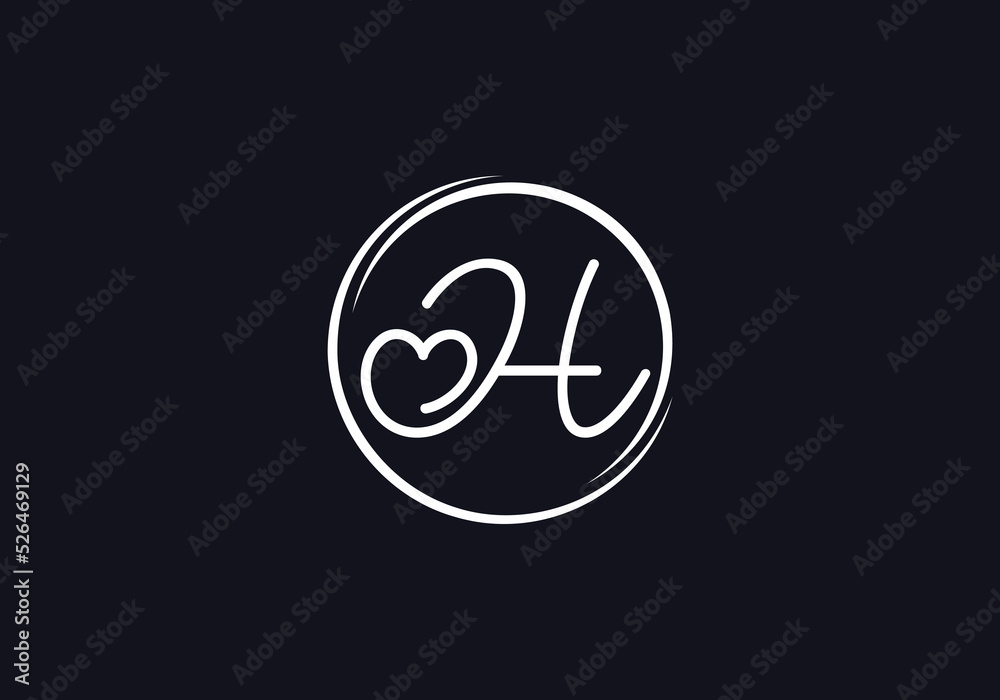 Love font logo design vector sign. Love and heart icon and symbol design vector with H Love font logo design vector sign. Love and heart icon and symbol design vector with H