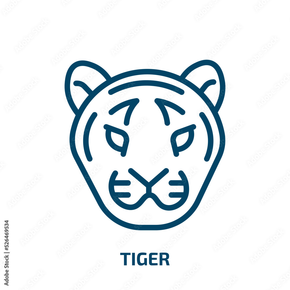 tiger icon from animals collection. Thin linear tiger, wild, animal outline icon isolated on white background. Line vector tiger sign, symbol for web and mobile tiger icon from animals collection. Thin linear tiger, wild, animal outline icon isolated on white background. Line vector tiger sign, symbol for web and mobile