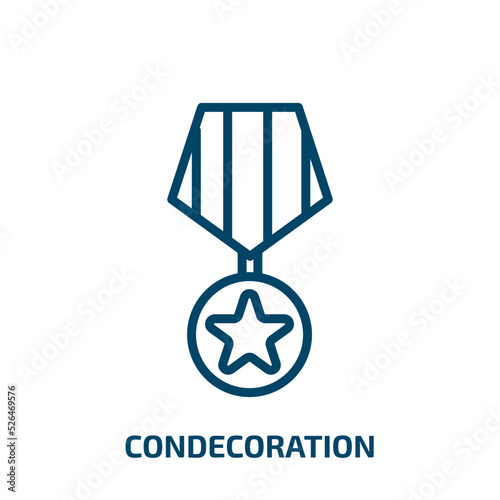 condecoration icon from army and war collection. Thin linear condecoration, army, chevrons outline icon isolated on white background. Line vector condecoration sign, symbol for web and mobile photo