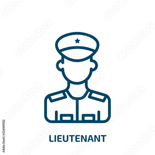 lieutenant icon from army and war collection. Thin linear lieutenant, insignia, military outline icon isolated on white background. Line vector lieutenant sign, symbol for web and mobile