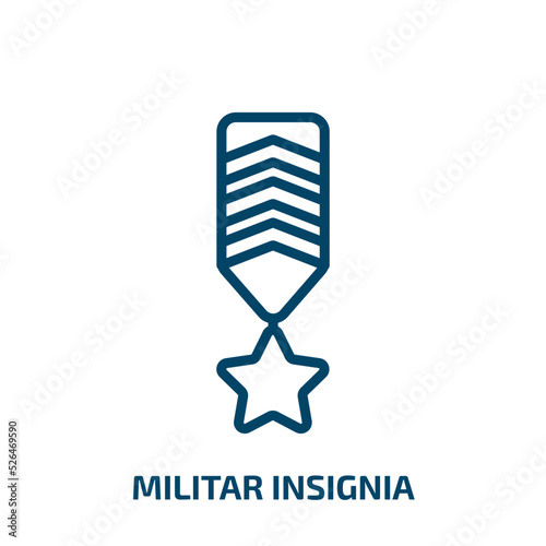 militar insignia icon from army and war collection. Thin linear militar insignia, vector, illustration outline icon isolated on white background. Line vector militar insignia sign, symbol for web and