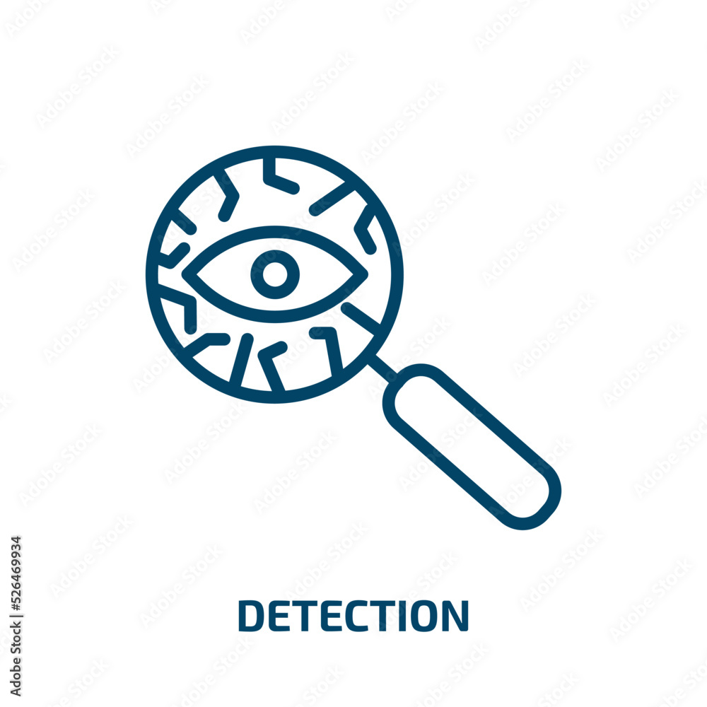 detection icon from artificial intellegence and future technology collection. Thin linear detection, detective, search outline icon isolated on white background. Line vector detection sign, symbol for detection icon from artificial intellegence and future technology collection. Thin linear detection, detective, search outline icon isolated on white background. Line vector detection sign, symbol for