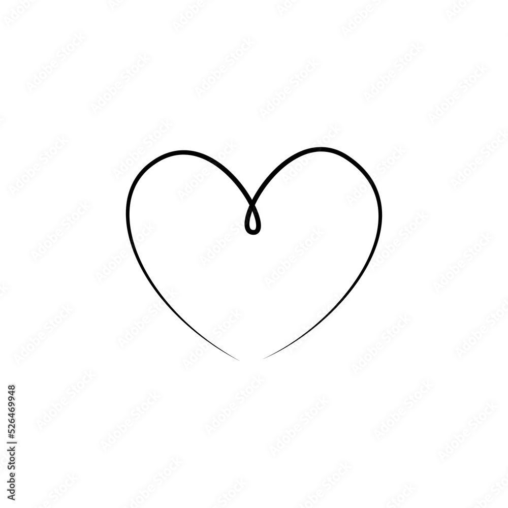 Hand drawn heart isolated on white background. Doodle, decorative design element. Vector illustration. 