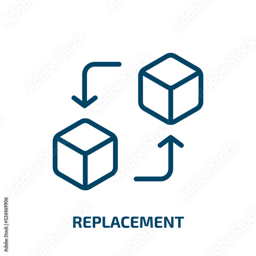 replacement icon from artificial intellegence and future technology collection. Thin linear replacement, change, repair outline icon isolated on white background. Line vector replacement sign, symbol