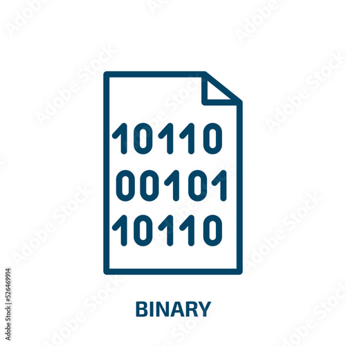 binary icon from artificial intellegence and future technology collection. Thin linear binary, code, digital outline icon isolated on white background. Line vector binary sign, symbol for web and