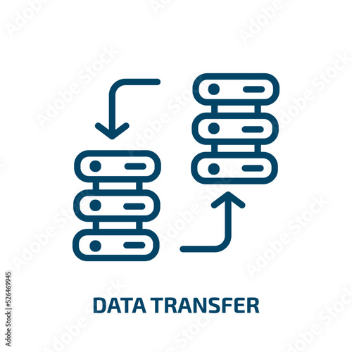 data transfer icon from artificial intellegence and future technology collection. Thin linear data transfer, data, internet outline icon isolated on white background. Line vector data transfer sign,