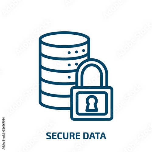 secure data icon from artificial intellegence and future technology collection. Thin linear secure data, data, security outline icon isolated on white background. Line vector secure data sign, symbol