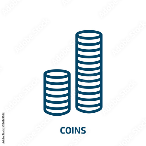 coins icon from artificial intellegence and future technology collection. Thin linear coins, bank, coin outline icon isolated on white background. Line vector coins sign, symbol for web and mobile