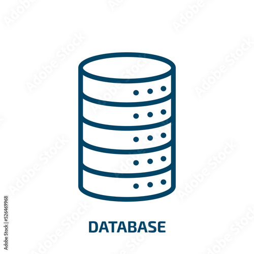 database icon from artificial intellegence and future technology collection. Thin linear database, data, internet outline icon isolated on white background. Line vector database sign, symbol for web