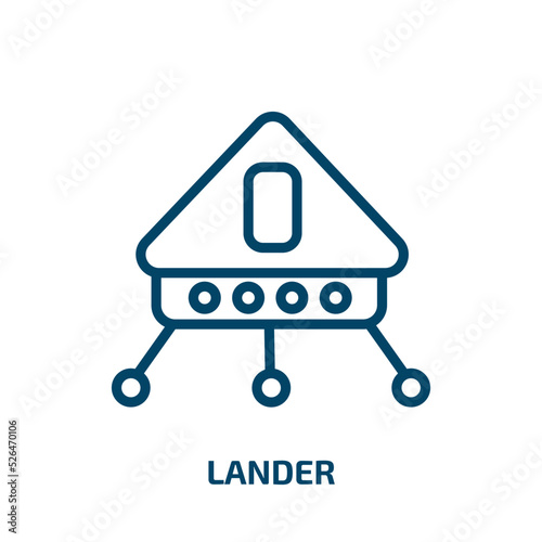 lander icon from astronomy collection. Thin linear lander, space, satellite outline icon isolated on white background. Line vector lander sign, symbol for web and mobile