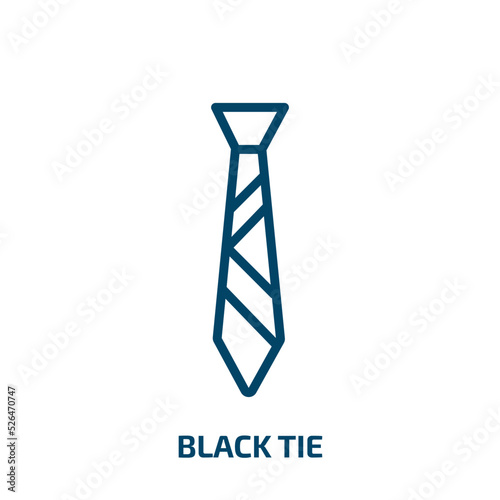black tie icon from business collection. Thin linear black tie, tie, suit outline icon isolated on white background. Line vector black tie sign, symbol for web and mobile