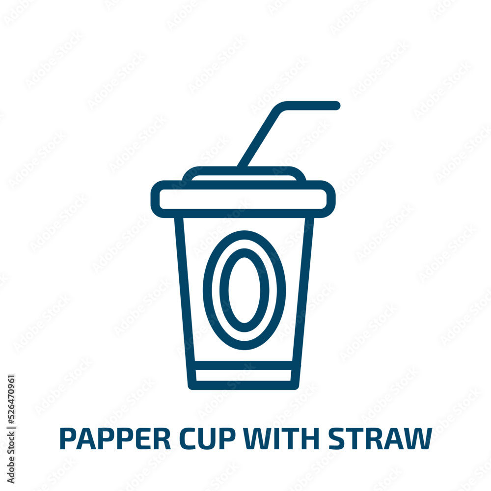 papper cup with straw icon from cinema collection. Thin linear papper cup with straw, glass, movie outline icon isolated on white background. Line vector papper cup with straw sign, symbol for web and papper cup with straw icon from cinema collection. Thin linear papper cup with straw, glass, movie outline icon isolated on white background. Line vector papper cup with straw sign, symbol for web and