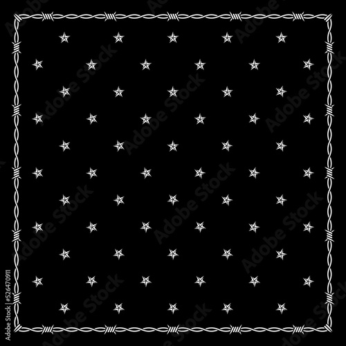 Simply Bandana decorated with white geometric ornament lines that can be applied to fabrics of various colors