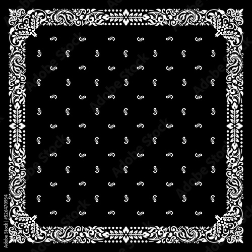 Simply Bandana decorated with white geometric ornament lines that can be applied to fabrics of various colors