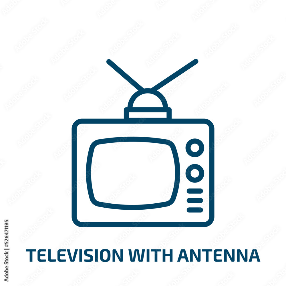 television with antenna icon from cinema collection. Thin linear television with antenna, antenna, television outline icon isolated on white background. Line vector television with antenna sign, television with antenna icon from cinema collection. Thin linear television with antenna, antenna, television outline icon isolated on white background. Line vector television with antenna sign,