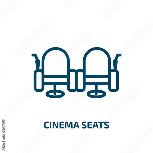 cinema seats icon from cinema collection. Thin linear cinema seats, movie, film outline icon isolated on white background. Line vector cinema seats sign, symbol for web and mobile