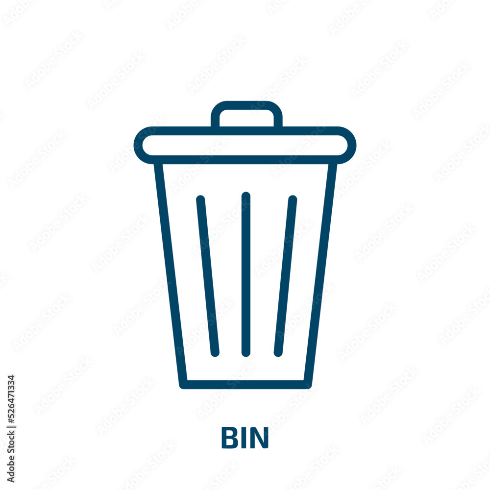 bin icon from cleaning collection. Thin linear bin, basket, recycle outline icon isolated on white background. Line vector bin sign, symbol for web and mobile bin icon from cleaning collection. Thin linear bin, basket, recycle outline icon isolated on white background. Line vector bin sign, symbol for web and mobile