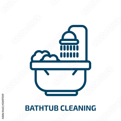 bathtub cleaning icon from cleaning collection. Thin linear bathtub cleaning, shower, hygiene outline icon isolated on white background. Line vector bathtub cleaning sign, symbol for web and mobile