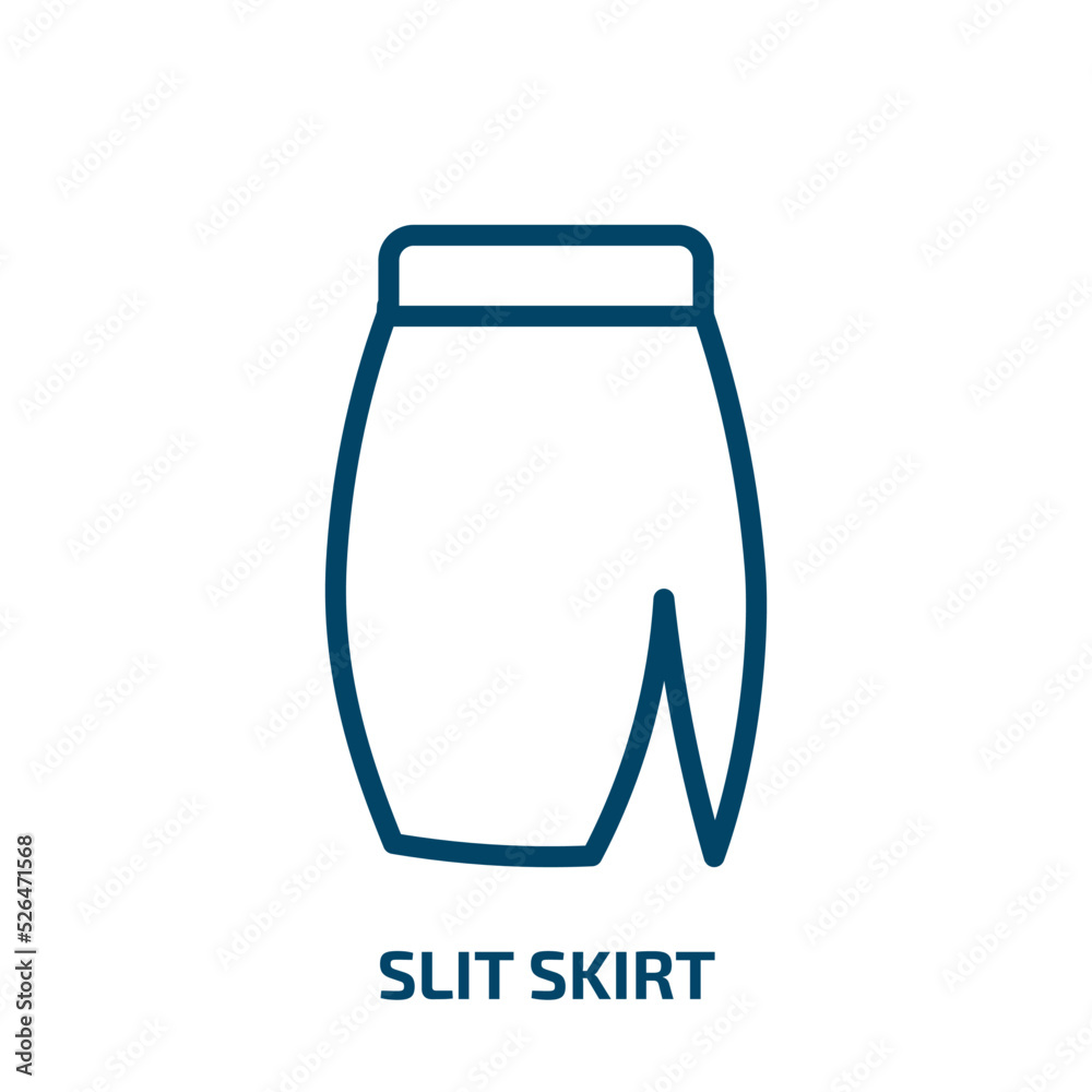 slit skirt icon from clothes collection. Thin linear slit skirt, skirt, slit outline icon isolated on white background. Line vector slit skirt sign, symbol for web and mobile slit skirt icon from clothes collection. Thin linear slit skirt, skirt, slit outline icon isolated on white background. Line vector slit skirt sign, symbol for web and mobile