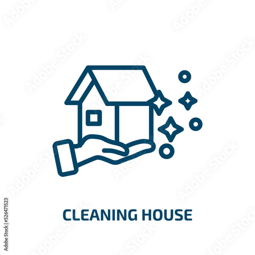cleaning house icon from cleaning collection. Thin linear cleaning house, house, clean outline icon isolated on white background. Line vector cleaning house sign, symbol for web and mobile
